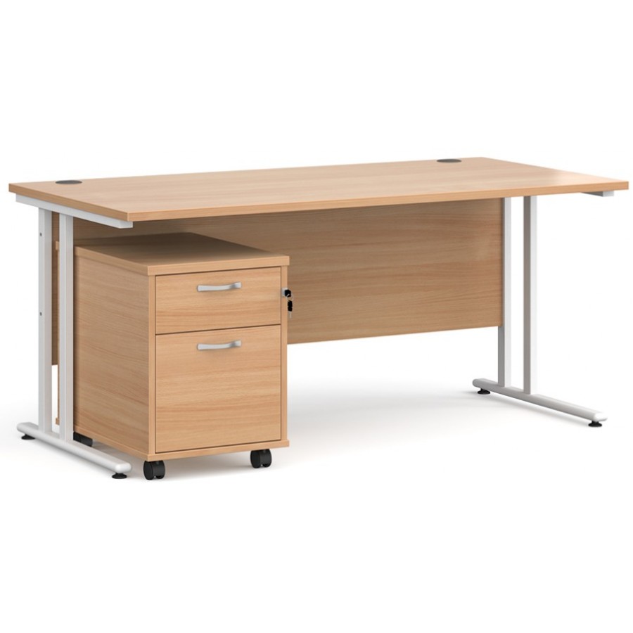 Maestro Straight Desk with Under Desk Pedestal